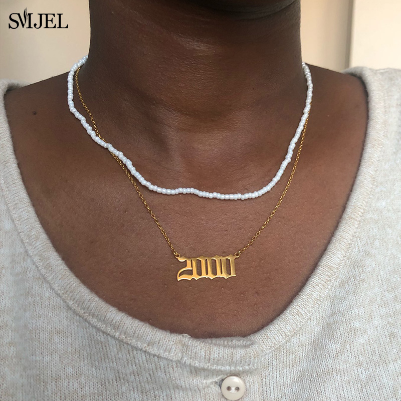 Women'S Fashion Year 2000 - Personality Birth Year Number Necklaces Women