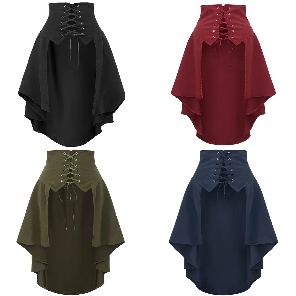 Corset Top Boned - Detachable Overskirt Women Punk Swallow Tail