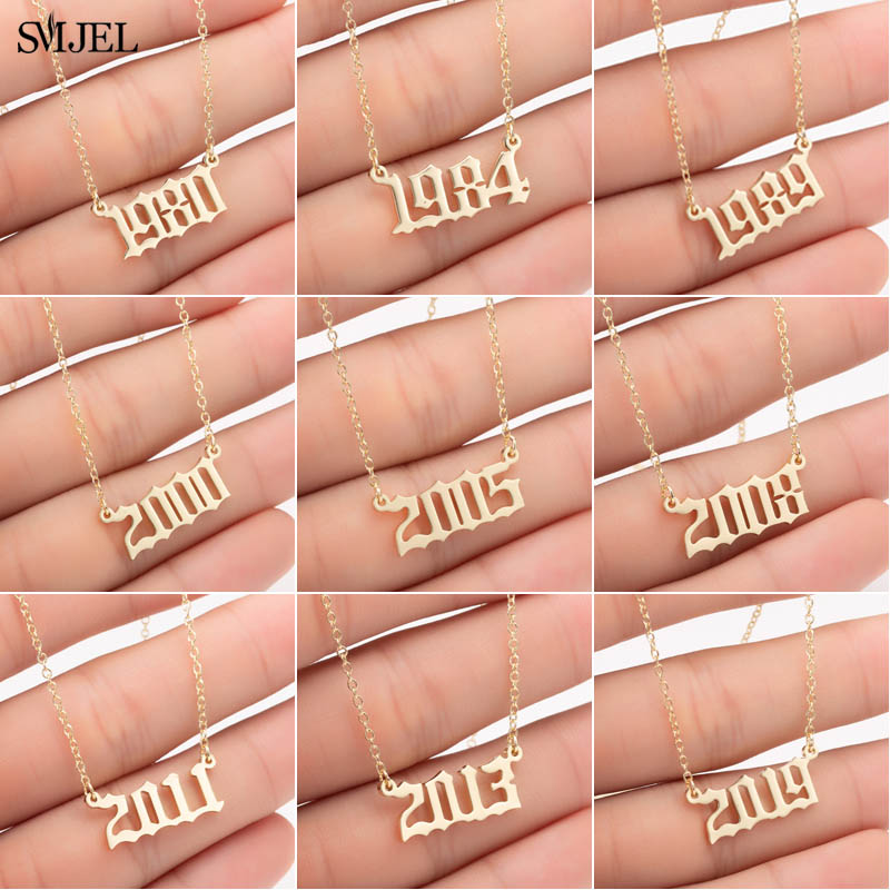 Women'S Fashion Year 2000 - SMJEL Personalize Year Number Necklaces for