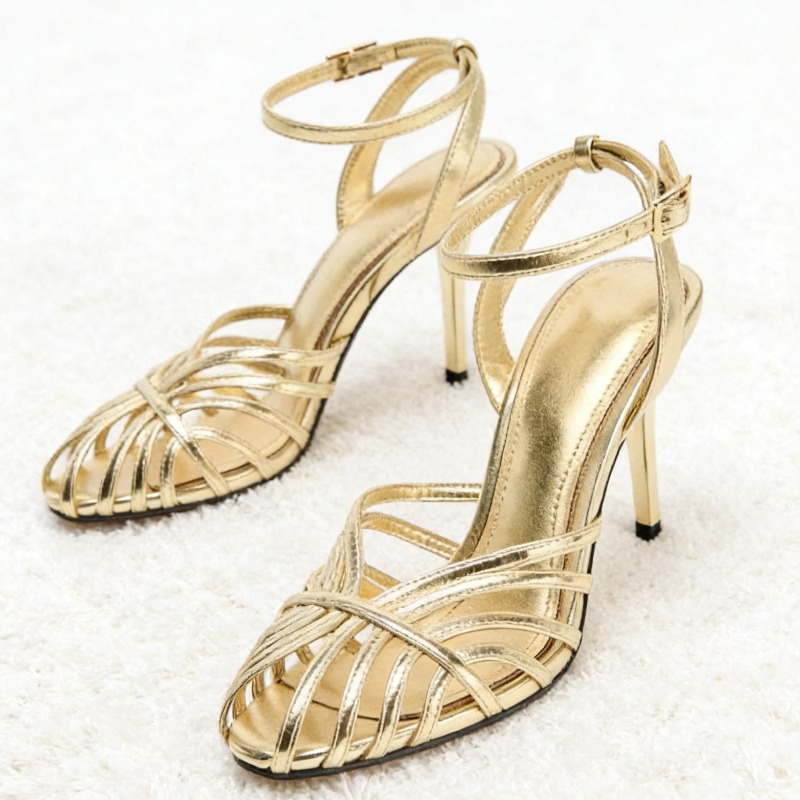 Women'S Fashion Q - Sexy Gold Hollow Narrow Band High