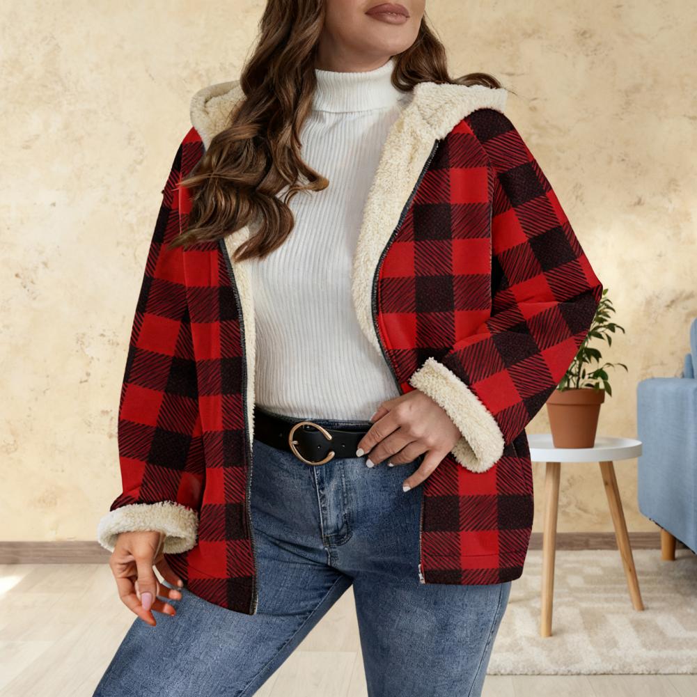 Women's Sherpa Plaid Shacket L - Sherpa Coat Women recension och pris