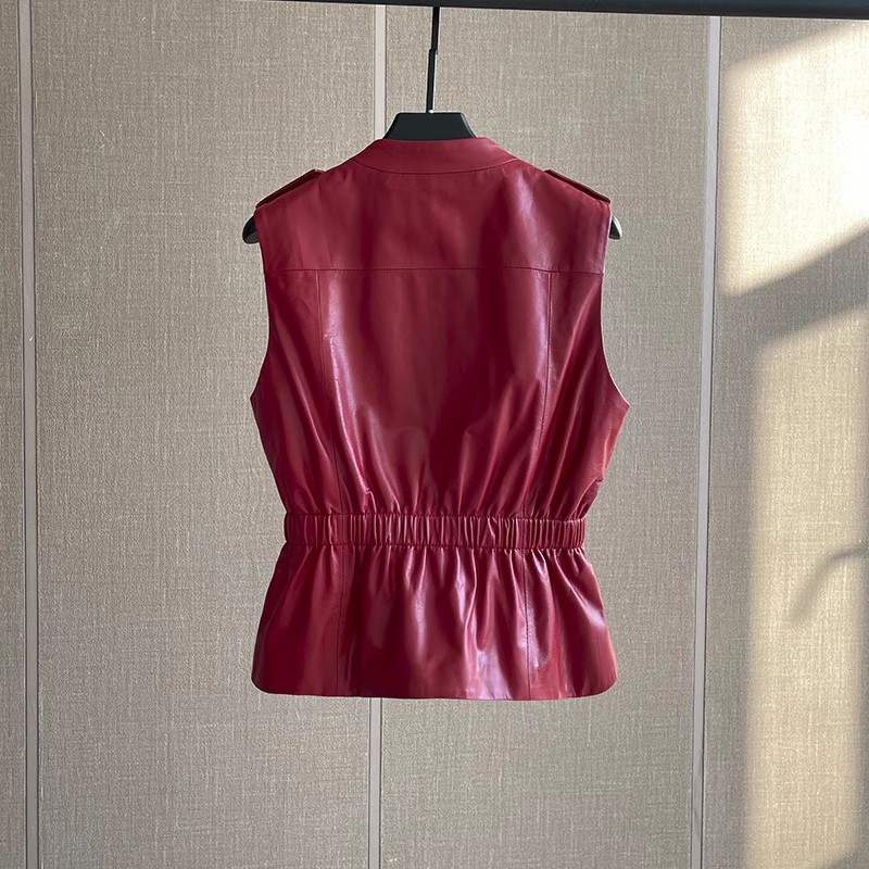 Women's Slim Waist Red Genuine - Women'S Fashion Leather Jacket recension och pris