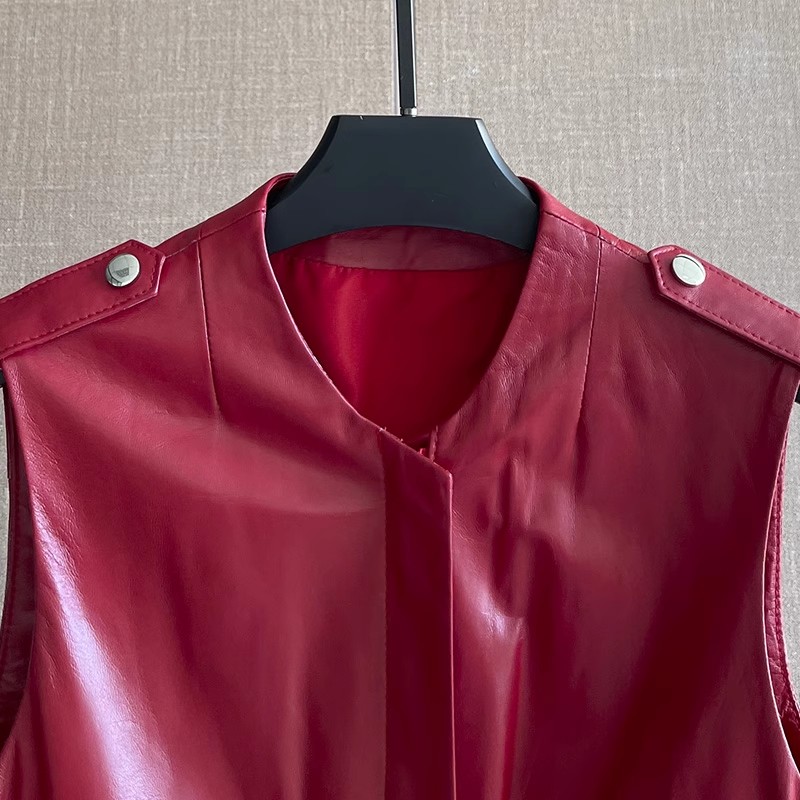 Women's Slim Waist Red Genuine - Women'S Fashion Leather Jacket recension och pris