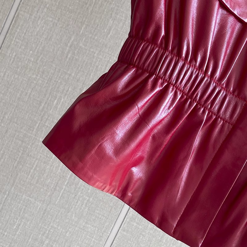 Women's Slim Waist Red Genuine - Women'S Fashion Leather Jacket recension och pris