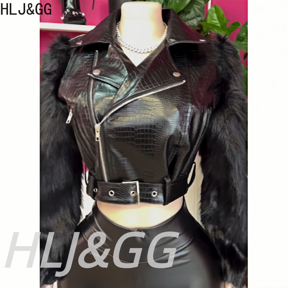 HLJ&GG Trend Fashion Fur Patch - Women'S Fashion Leather Jacket recension och pris