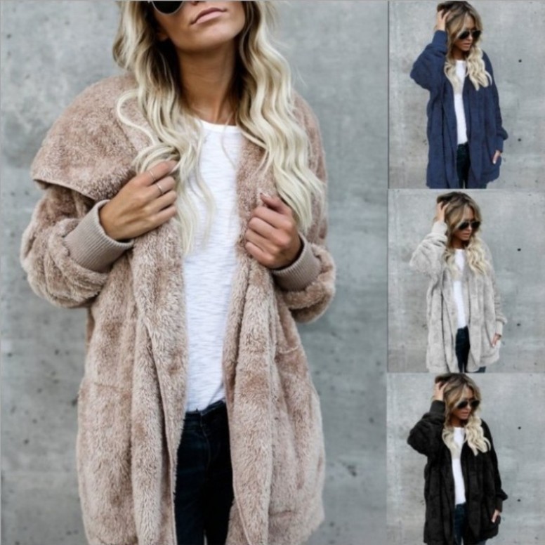 Warm Plush Faux Fur Coat Rever - Sherpa Coat Women recension och pris