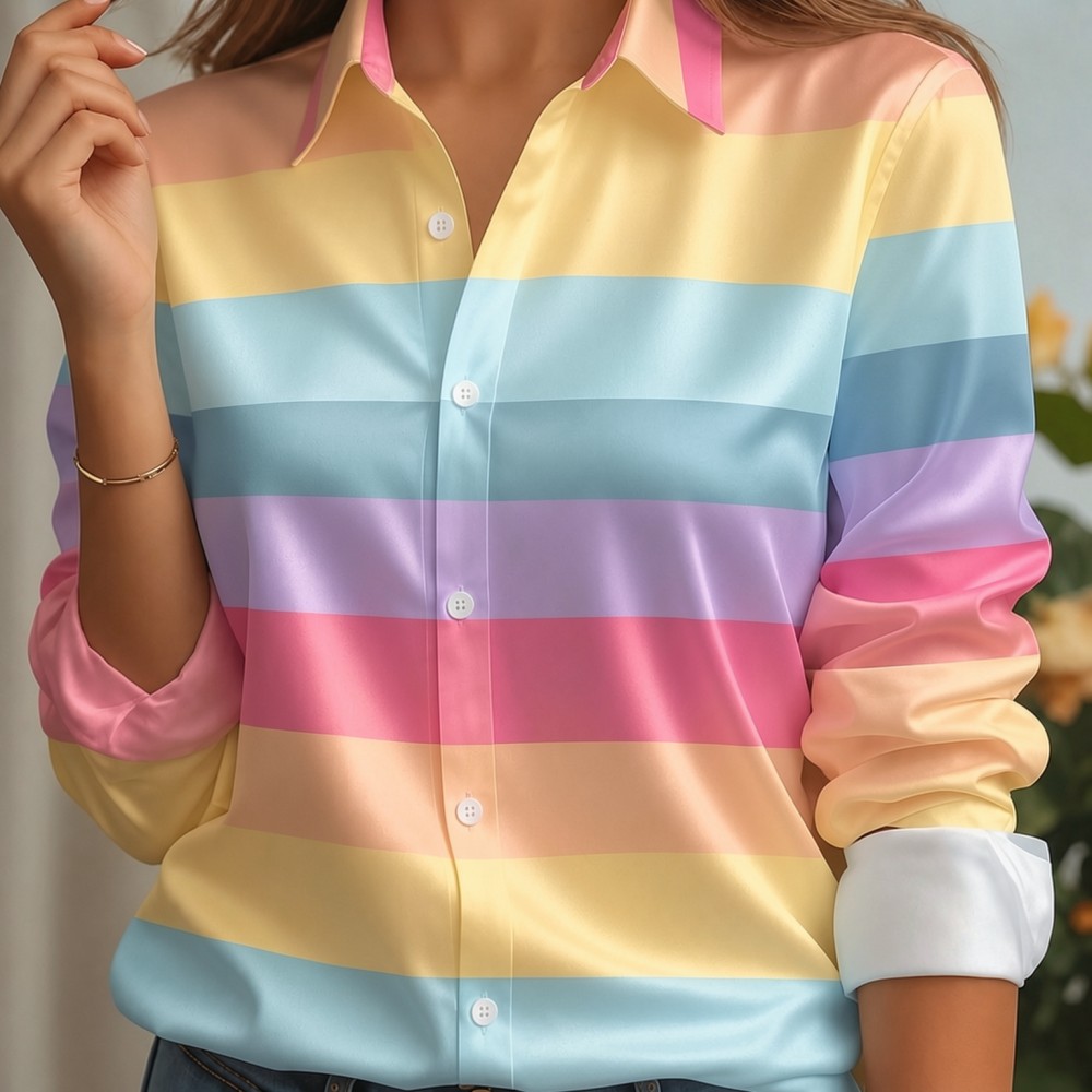 Women Satin Lapel Collar Shirt - Women'S Fashion Day recension och pris