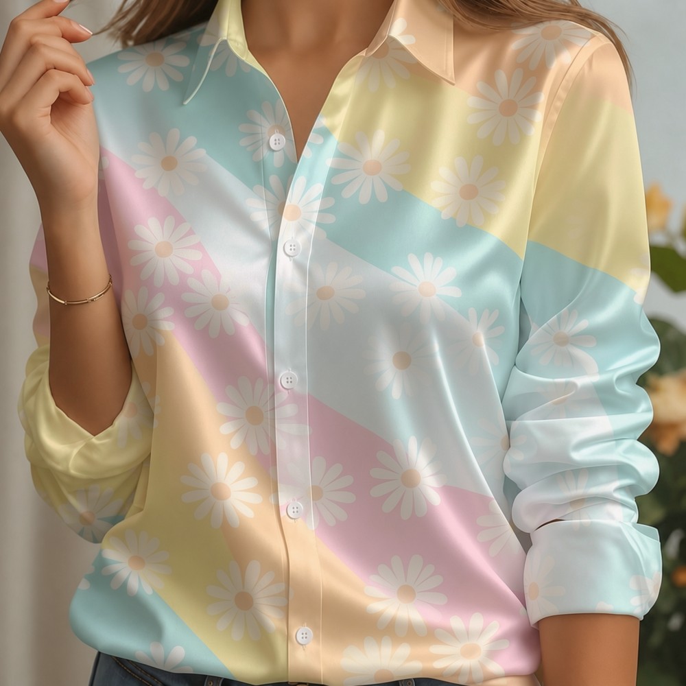 Women Satin Lapel Collar Shirt - Women'S Fashion Day recension och pris
