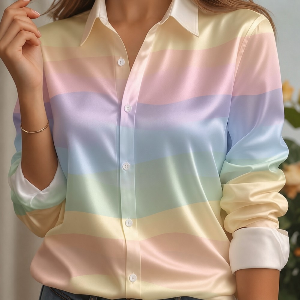 Women Satin Lapel Collar Shirt - Women'S Fashion Day recension och pris