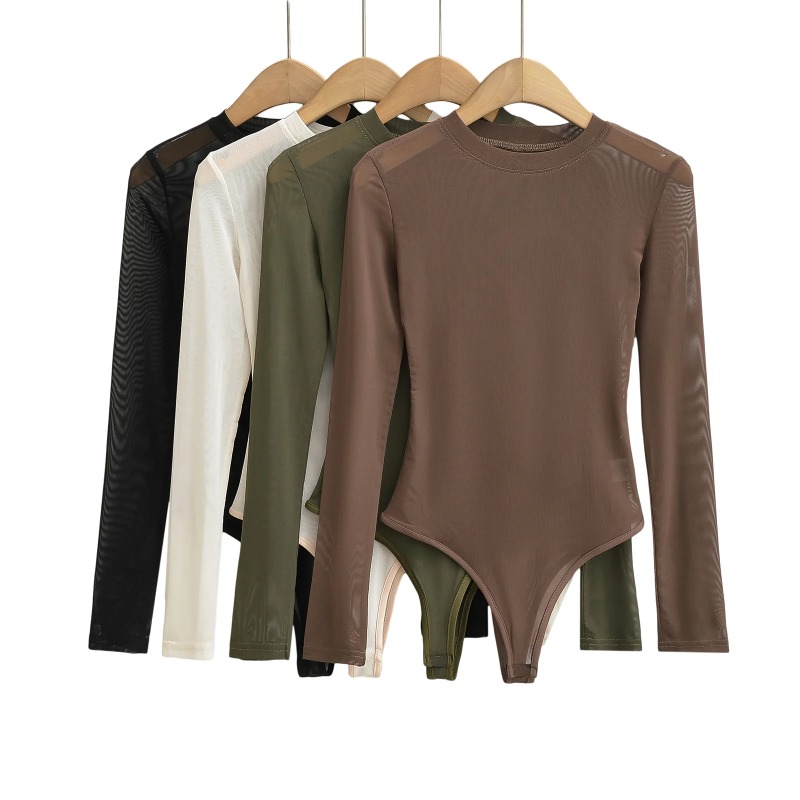 Mesh Crewneck Long Sleeve Wome - Turtleneck Bodysuit recension och pris
