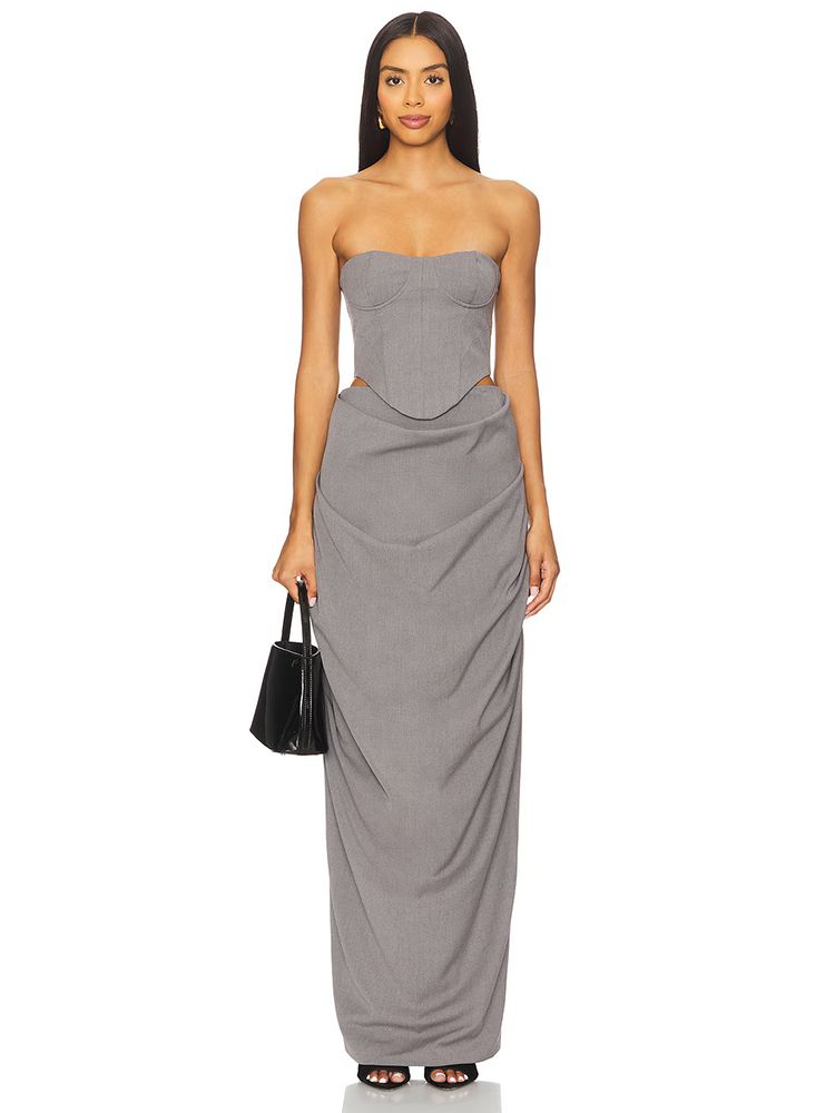 Grey Off Shoulder Corset Ruche - Corset Top Boned recension och pris