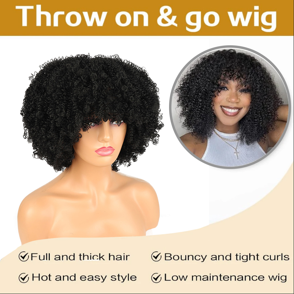 Afro Kinky Curly Hair Wigs Wit - Women Fashion Icon recension och pris