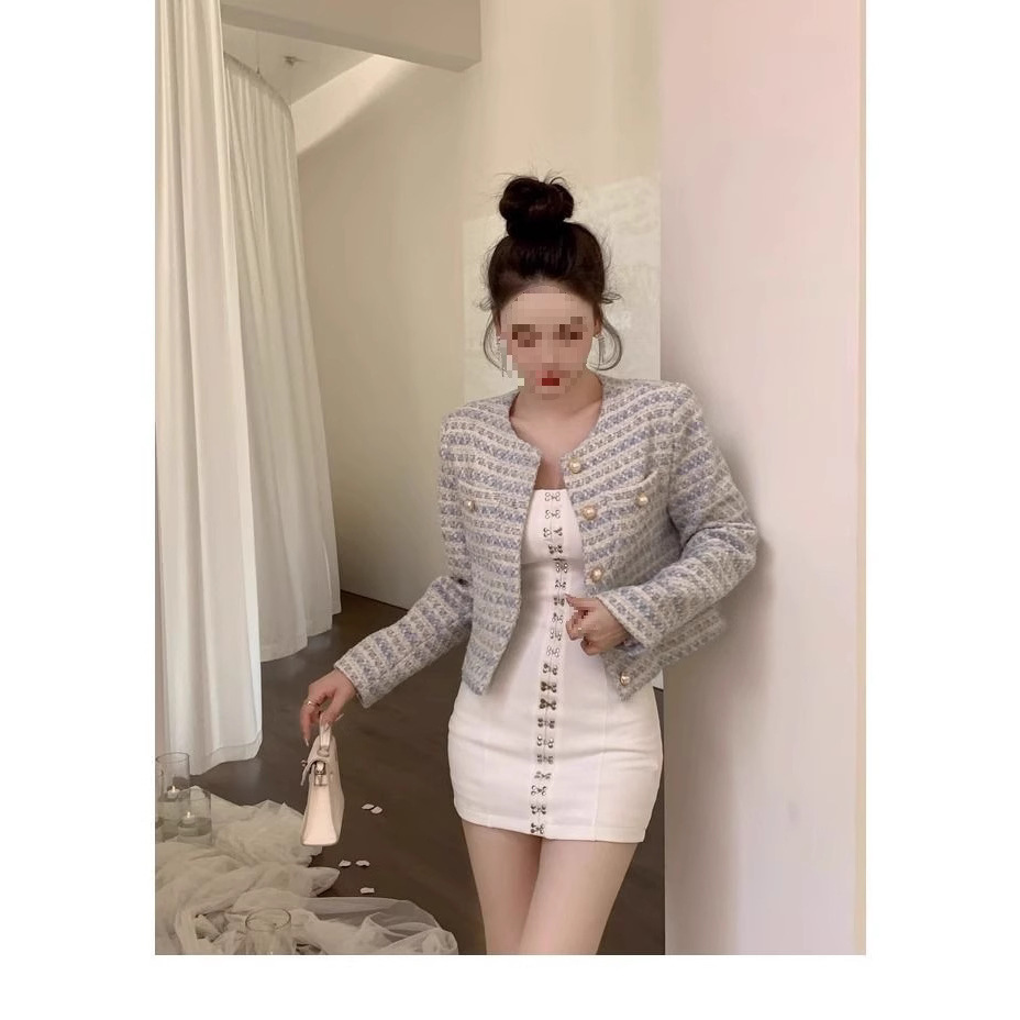 Tweed Jacket Cream Womens Autu - Sherpa Coat Women recension och pris